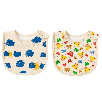 China Cute Cartoon Safety Bear Rainbow Flower Baby Bibs Hot Selling Cute BPA Free Cotton Waterproof Baby Cotton Bib Set for sale