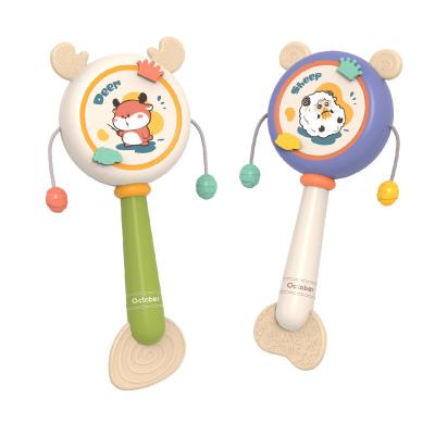 China Musical Hot Selling High Quality Intellectual Develop Silicone Plastic Baby Toy Hand Rattle Bite Animal Silicone Rattle Baby Rattle Toys for sale