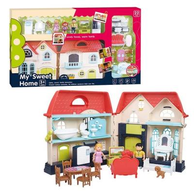 China Funny Happy Doll House Sets Toys DIY Mini Dollhouse For Girls Kids Educational Toy Play Plastic Doll House for sale