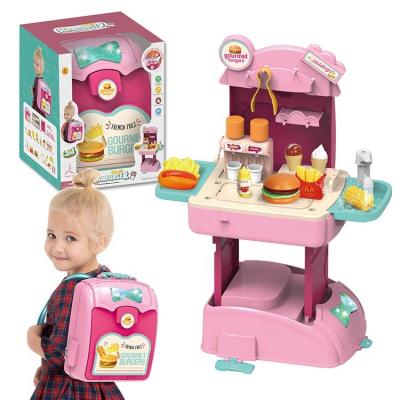 China Funny Happy Buffet Sets Toys Fashion 2 in 1 Backpack for Girls Kids Toy Kitchen Sets Pretend Play for sale