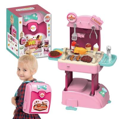 China Funny Happy Buffet Sets Educational Toys Pretend Play With Healthy Lightweight Mini Kitchen 2 In 1 Backpack Tool Kit Toys for sale