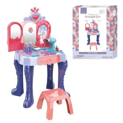 China Funny Happy Cabinet Sets Toys For Children Colorful Girls Pretend Play Mirror Dressing Table Makeup Set Toy for sale