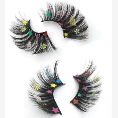 China Qingdao Newest Design Wick Vendor Beauty Party Wholesale Colorful Eyelashes Halloween Cosplay Eyelashes for sale