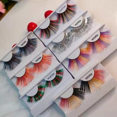 China Qingdao Eyelashes 3D Delicate Colorful Color Lash Lashes Private Label Halloween Silk Eyelash With Customized Logo OEM for sale