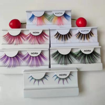 China Delicate New Makeup Trend Colorful Dramatic Strip Party Vegan Color Lashes Cross Long 5d 3d Faux Mink Colored Eyelashes for sale