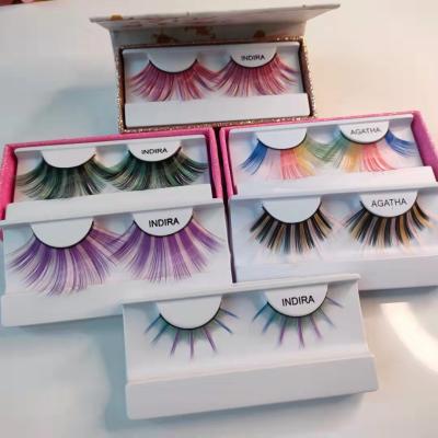 China Delicate 3D Eyelashes Private Label Halloween Colorful Silk Eyelash Customized Logo OEM for sale