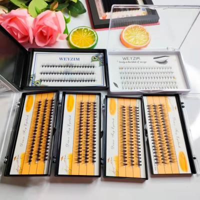 China 100%Handmade Qingdao 20d premade rigid lash extensions group 1000 pre made long loose rod fans eyelash tray mixed for sale