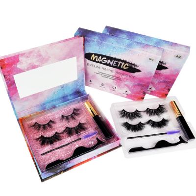 China 25-30 Pairs 25mm Luxury Fluffy 3d Mink Periods Wholesale Sellers 2 Eyelashes Magnetic Eyeliner Kit With Custom Colored Mirror Packaging for sale