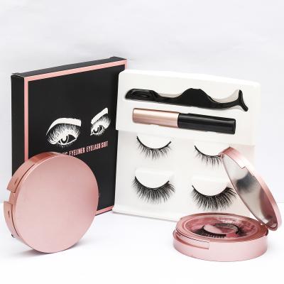 China 2021 Waterproof New Style 2 Pairs Magnetic Packing 25mm Mink Eyelashes With Pen Mixed Magnetic Eyelashes Eyeliner for sale