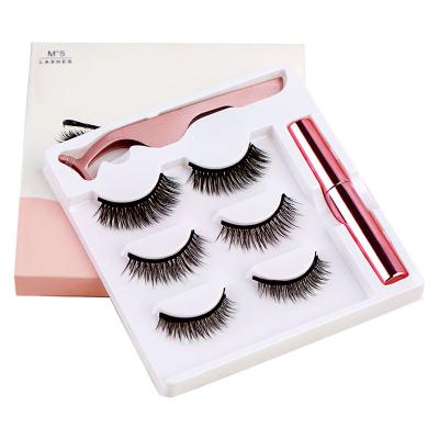 China Waterproof Magnetic Mink Eyelashes With Magnetic Pen Lashes 3pairs Magnetic Packaging Luxury Set for sale