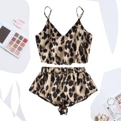 China New design P027 QUICK DRY large size sexy leopard print condoles women sexy lingerie pajamas sets loose women two belt for sale