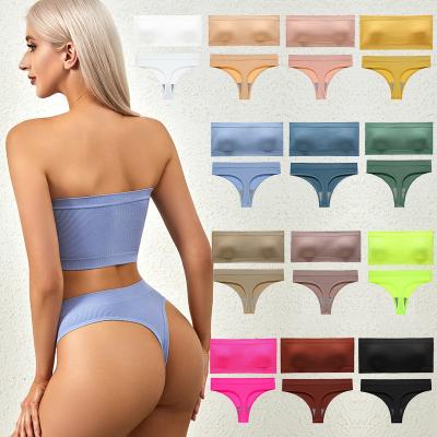 China BS031 Women's QUICK DRY Sexy Thong Low Waist Panties Wire Bralette Free Cheaper Cotton Underwear Female Set for sale