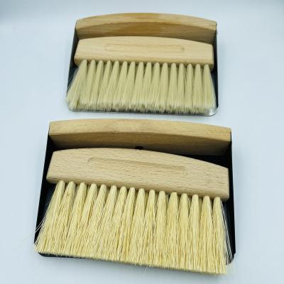 China Sustainable remove house and office computer dust tool natural eco sisal bristles table broom brush with dustpan for sale