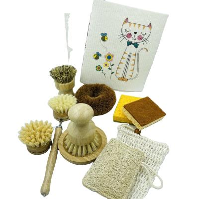 China Sustainable dishes cleaner brush for household kitchen use wooden pan pot bamboo washing brush for sale