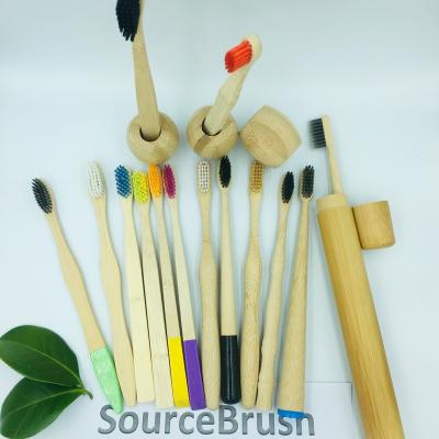 China Eco-Friendly Biodegradable Natural Raw Material Teeth Bamboo Brush For Adult Bamboo Wooden Handle for sale