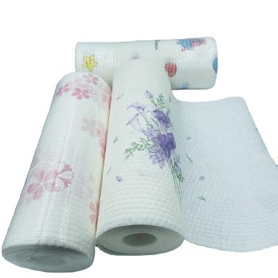 China Sustainable Kitchen Mopping Tissue Embossed Nonwoven Lazy Cloth Paper Roll Disposable Dish Cloth For House Cleaning for sale