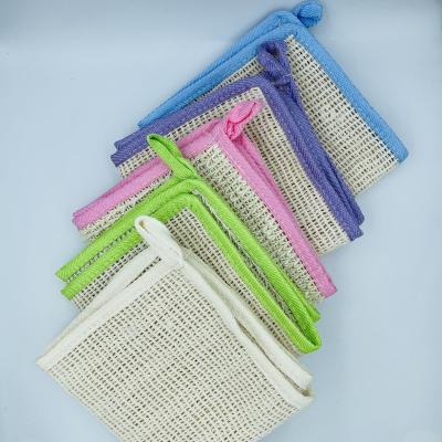 China All Natural Customize Size Nature Sisal Linen Towel For Bath Body Exfoliating Shower Washcloth for sale