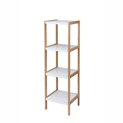 China New Design Modern 4 Tier Bathroom Bamboo Towel Rack Tall Storage Rack for sale