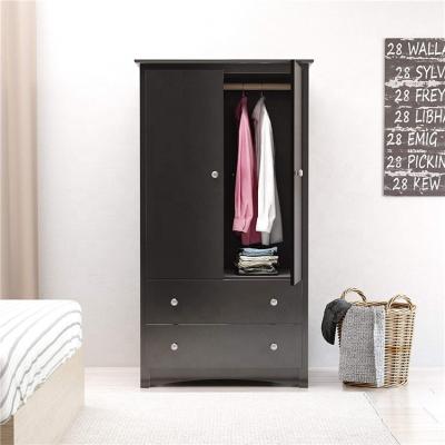 China New Arrival Adjustable Black (Size) Modern Wooden Bedroom Wardrobe Wardrobe Clothes Organizer with 2 Doors and 2 Drawers for sale