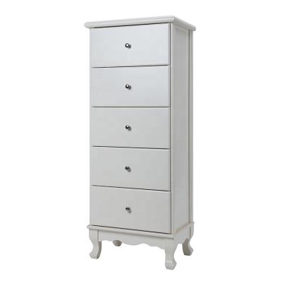 China White Wooden Storage Cabinet Bedroom Furniture Kids Wardrobe With 5 Drawers for sale