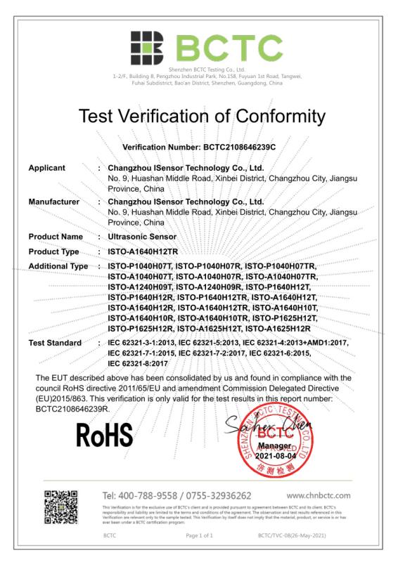 RoHS - Changzhou ISensor Technology Co., Ltd.