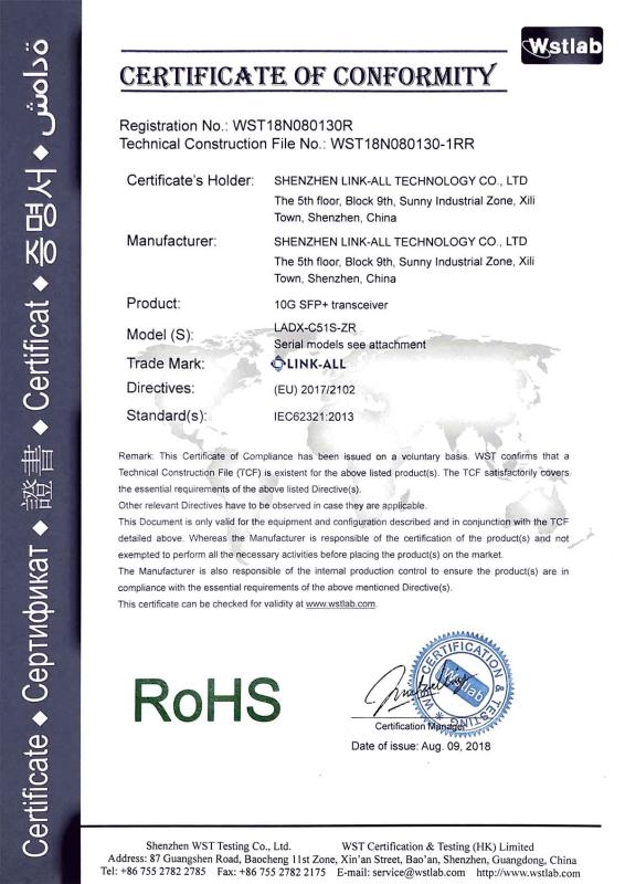 RoHS - Shenzhen Link-All Technology Co., Ltd.