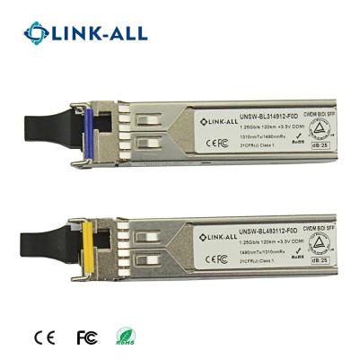 China Link-all 1.25g SFP 1550nmTx/1490nmRx BIDI 120km module compatible with HP LAS24-T5549S-120 for sale