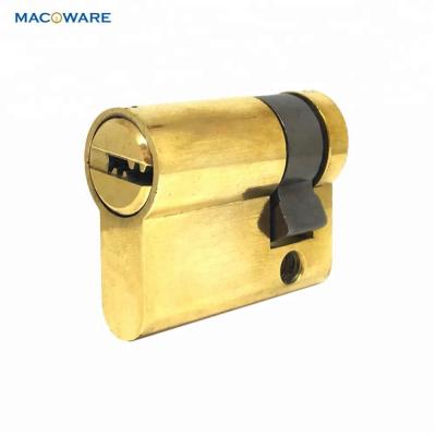 China Economic Metal Door Brass Plated Quality 40mm Europrofile Half Mortise Lock Solid Brass Cylinder for sale