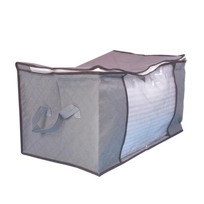 China Large Capacity Fabric Storage Bag Nylon Foldable Cover Clothes Organizer Bins Nonwoven Portable Folding Large Storage Bag for sale