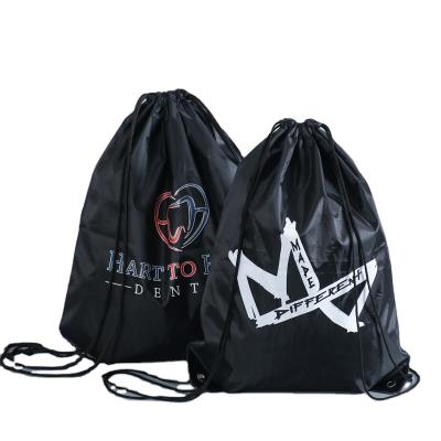 China High Quality Durable Reusable Custom Logo Handled Printing Gym Sports Polyester Drawstring Bag Backpack for sale