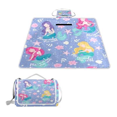 China Custom Made Lightweight Waterproof Goods Large Mermaid Camping Waterproof Mat Outdoor Foldable Picnic Picnic Covers For Kids Play for sale