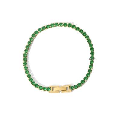 China Tarnish Non 2023 New Fashionpvd Gold Plated Stainless Steel Green Zirconia Snake Butterfly Tennis Tasty Link Chain Bracelets for sale