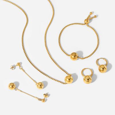 China Ring Earring Necklace Stainless Steel CLASSIC Spherical Pendant Gold Plated Jewelry for sale