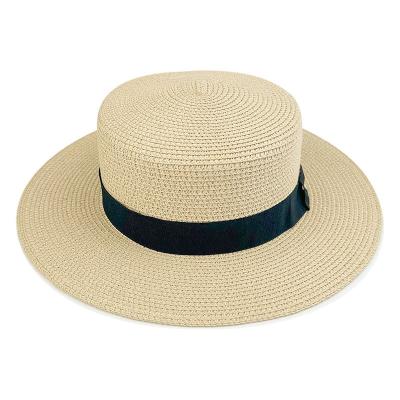 China Large Panama Straw Hat 21 Colors Buckle Lafite Buckle Flat Top Summer Sun Shade Striped Square Hat Panama Dome Brim Top Hat Wholesale for sale