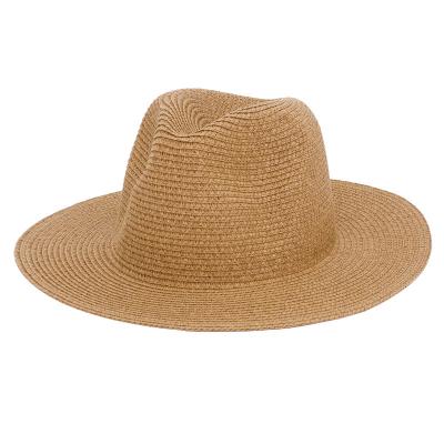 China Outdoor Beach Sunscreen Sun Hat Wholesale Cowboy Hat Solid Color Board Striped Light Straw Hat 25 Colors Retro for sale