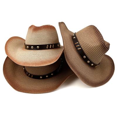 China Striped Spray Painted Cowboy Straw Hat Accessories Windproof Cowboy Straw Belt Belt Windproof Accessories Western Outdoor Sunscreen Beach Hat Wholesale for sale