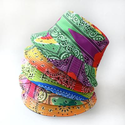 China New fashion cashew nuts printing men's and women's spring double protection outdoor basin hat and summer sun for sale