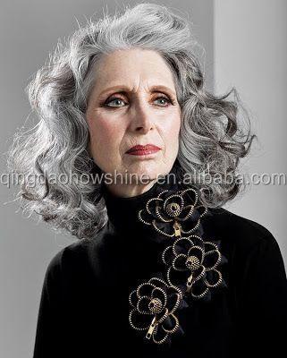 China Beauty Wavy Top Fashion Hair Gray Color Old Lady Brazilian Wig for sale