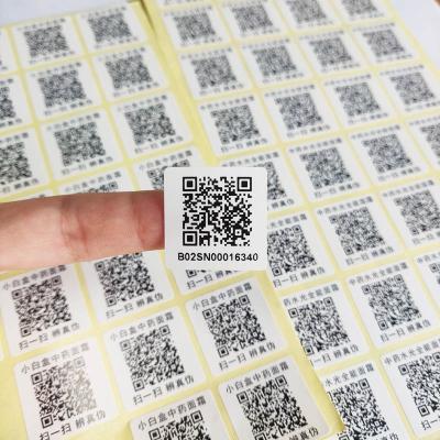 China Custom changeable Qr code serial number qr code self adhesive sticker with delivery for sale