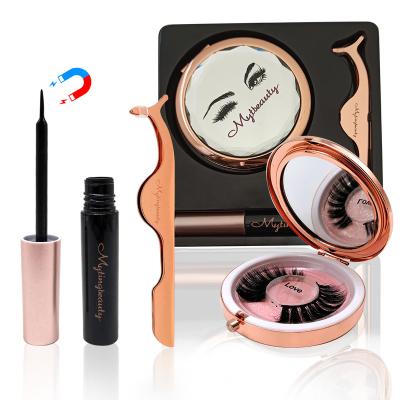 China Mink Lashes Set Private Label False Mink Eyelashes Vendor 3D Magnetic Eyeliner Damping Eyelashes Wholesale Perfect Radian and Natural Curl for sale