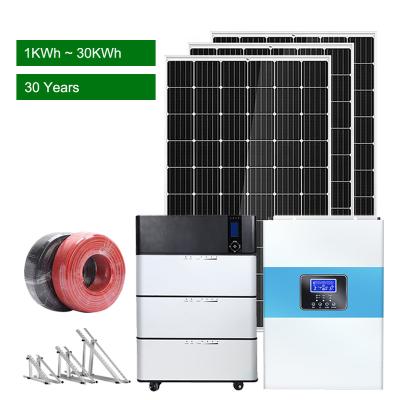 China Full set 10000w solar system 3KW 5KW 8KW 10KW 12KW home solar hybrid power system for home for sale