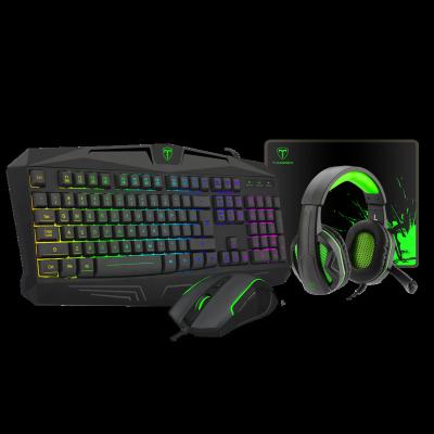 China Anti-drop Factory Price 4 in 1 Backlit Wired Headset Combo Gaming Keyboard and Mouse Combo for Home Office for sale