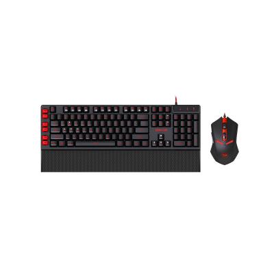 China Hot Selling Waterproof Wired Gaming Keyboard and Mouse Combo by Redragon Set LED Backlit Gaming Keyboard with Wrist Rest for PC Gamer for sale