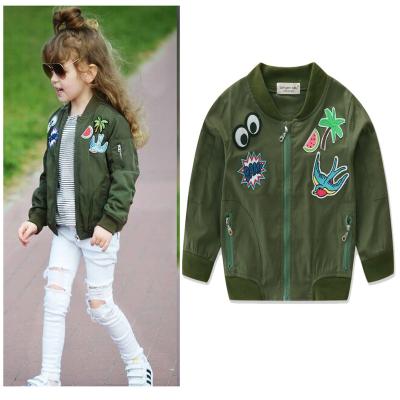 China wholesale Anti-wrinkle kids clothes with embroidery kid girl kids bomber flight jacket for sale