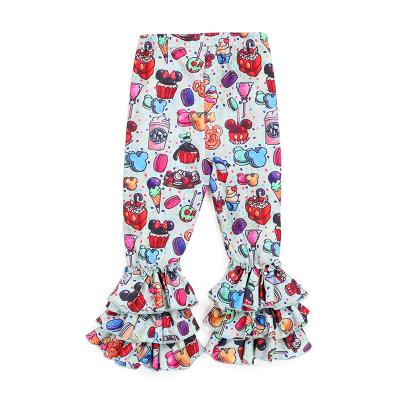 China Anti-wrinkle polyester boutique kids clothes spring girl leggings toddler icing pants for ruffling baby trousers for sale