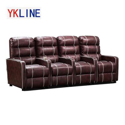 China Contemporary Commercial Furniture Home Theater Chair, PU Recliner Leather Cinema Chair, Theater Chairs with Cup Holder for sale