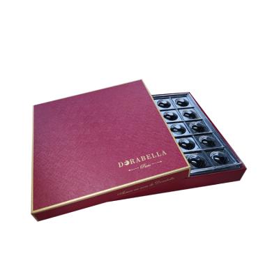 China Recycled Materials Customized Printed Rigid Paper Chocolate Packaging Box For Chocolate Gift Box With PVC Divider For EU Market for sale