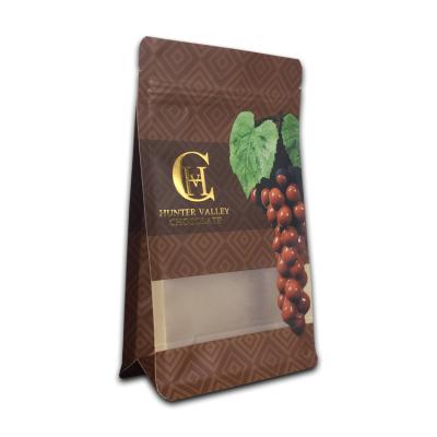 China Food Customized Printing Famous Brand Food Grade Box Flat Bottom Pouch For Chocolate Packaging Bags For Cocoa Powder Factory for sale