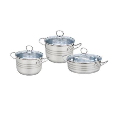 China Sustainable Stainless Steel Casserole Cookware Set With Liner Handle And Knobs for sale