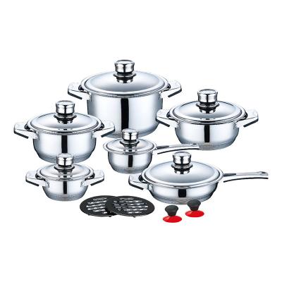 China Wholesale Sustainable High Quality Practical Stainless Steel Cookware Set Kitchen Cookware Sets Non Stick for sale